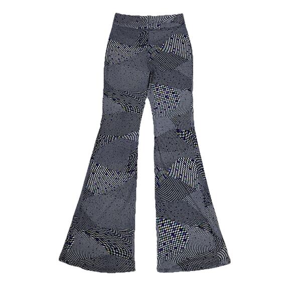 Womens Psychedelic Tulle Sheer Kick Flare Festival Pants Sz Large Rave Goth USA - Picture 1 of 9